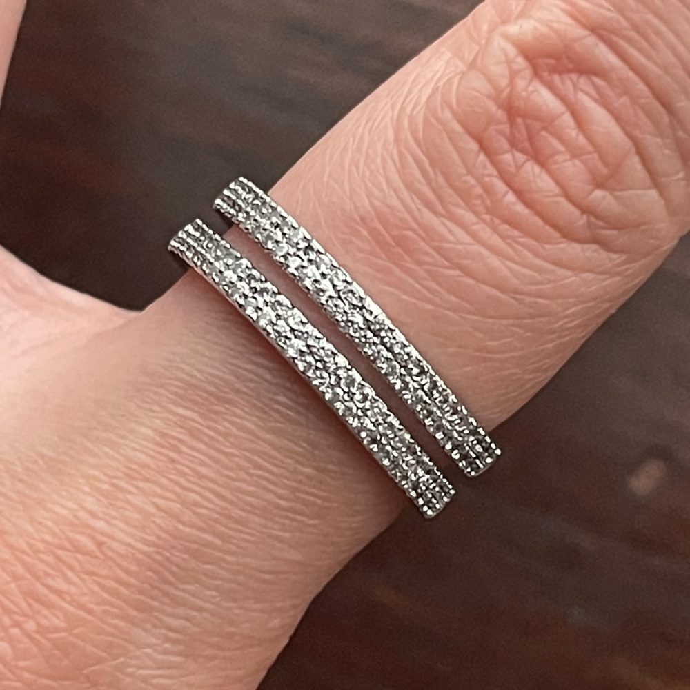 Silver Crystal Stack Ring - image 1